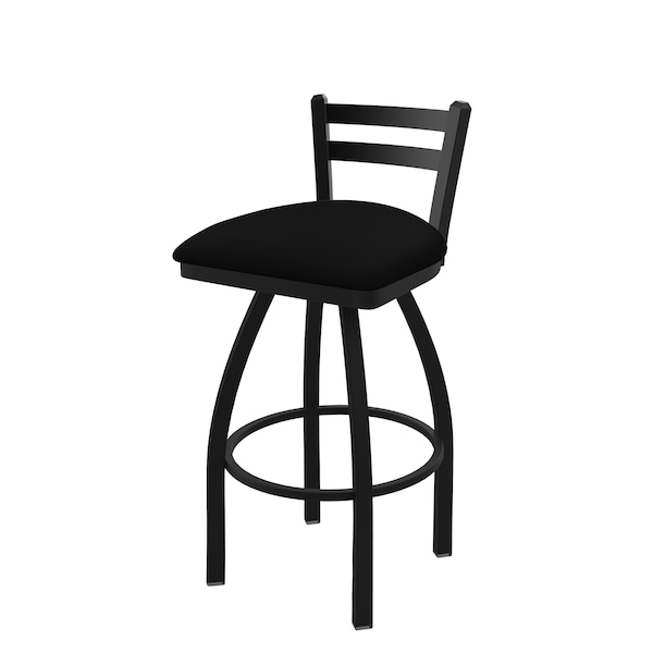 25" Low Back Swivel Counter Stool, Black Wrinkle, Black Vinyl Seat